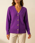 Bellamy Women's Heart Button V-Neck Sweater
