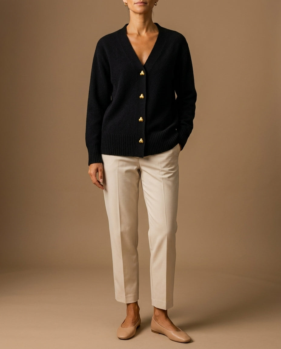 Bellamy Women's Heart Button V-Neck Sweater