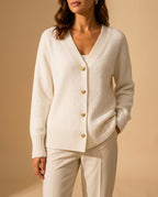 Bellamy Women's Heart Button V-Neck Sweater