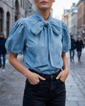 Marlowe Women's Tied Bow Denim Shirt