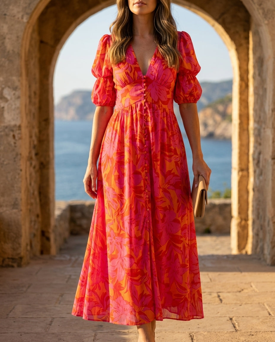 Charlotte Women's Floral Puff Sleeve Dress