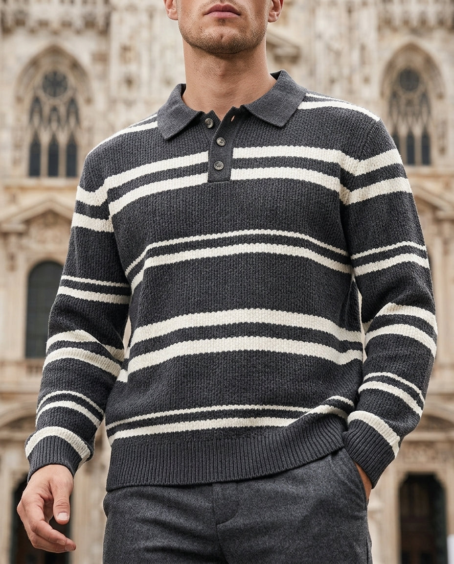Hollis Men's Striped Knit Polo