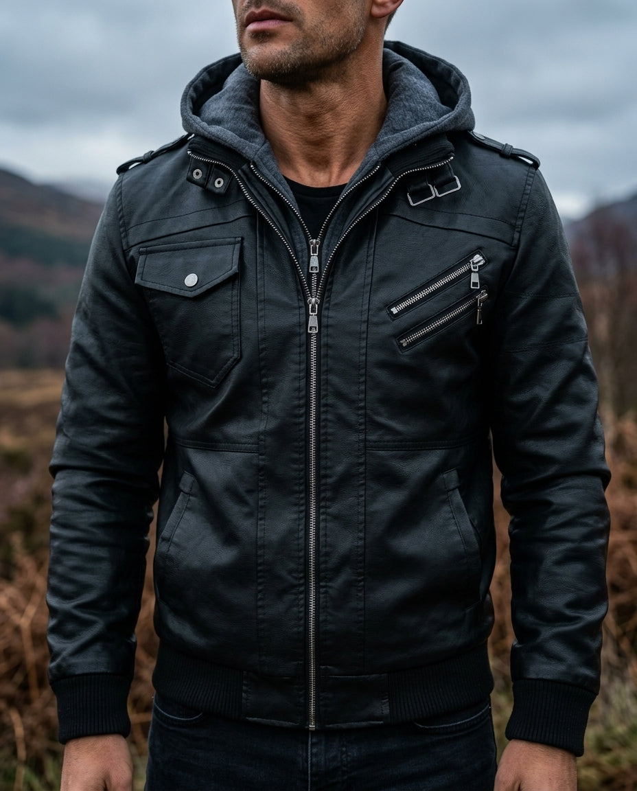 Remington Men's Hooded Moto Jacket