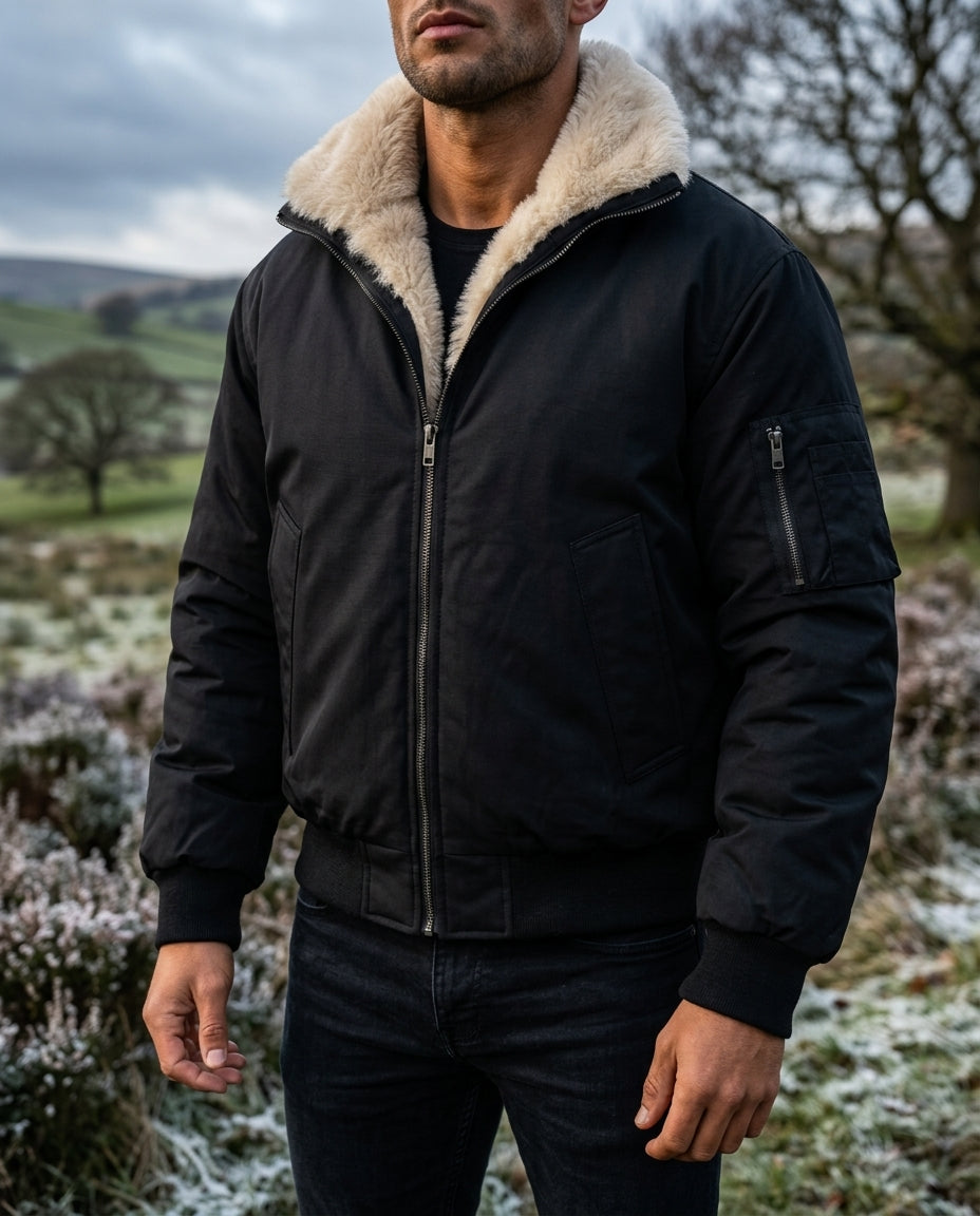 Sinclair Men's Faux Fur Bomber Jacket