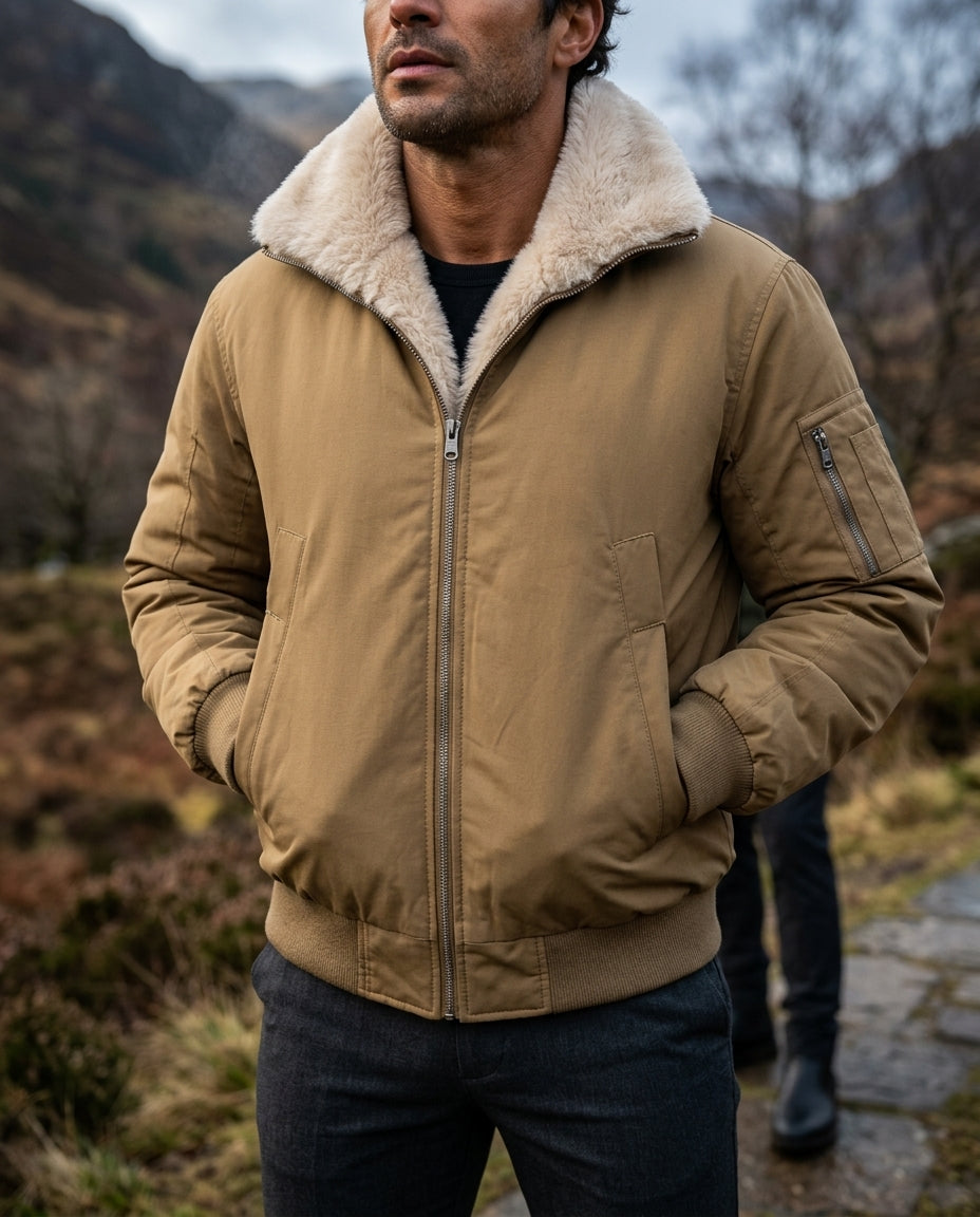 Sinclair Men's Faux Fur Bomber Jacket