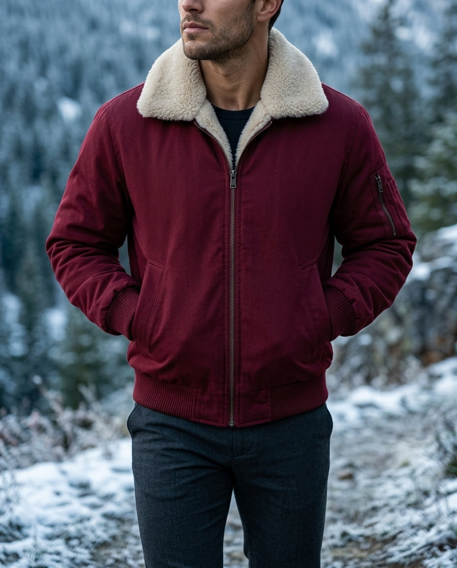 Sinclair Men's Faux Fur Bomber Jacket