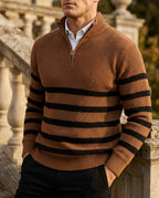 Sutton Men's Striped Half Zip Sweater