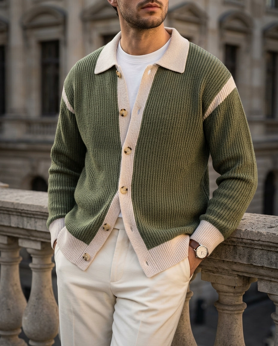 Grayson Men's Varsity Trim Knit Cardigan