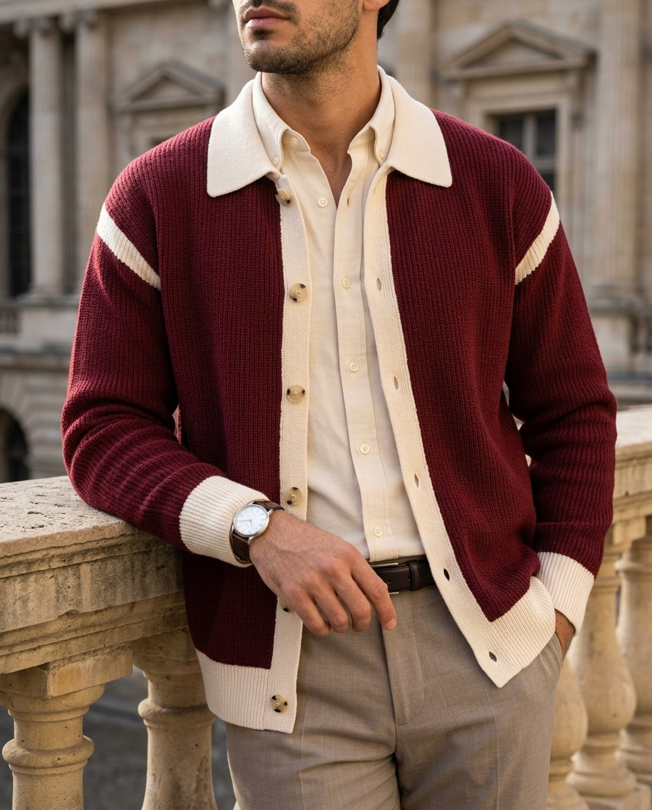 Grayson Men's Varsity Trim Knit Cardigan