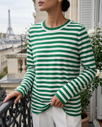 Genevieve Women's Striped Crew Neck Sweater