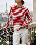 Genevieve Women's Striped Crew Neck Sweater