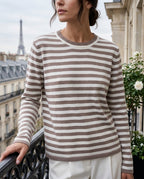 Genevieve Women's Striped Crew Neck Sweater