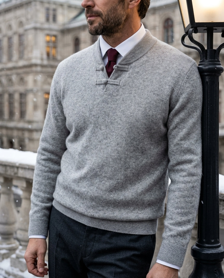 Everett Men's Wool Knot Button Sweater