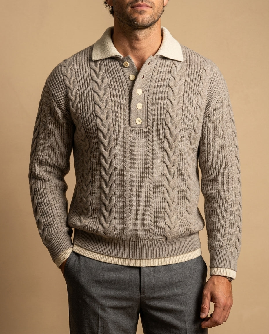 Dartmouth Men's Cable Knit Layered Sweater