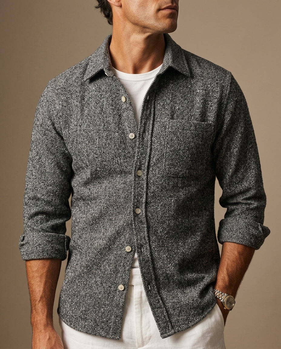Velvessi Men's Cashmere Blend Button Up Shirt