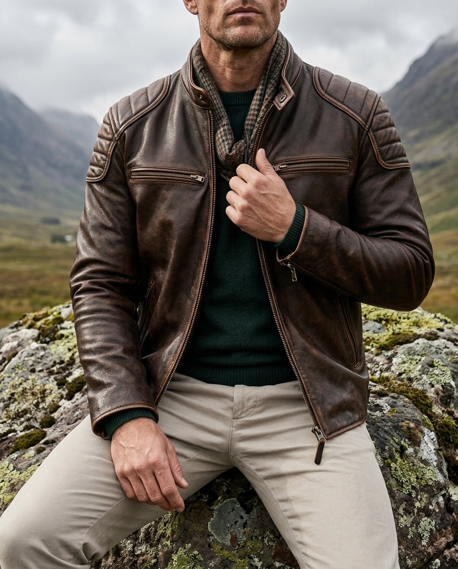 Sinclair Men's Faux Leather Moto Jacket