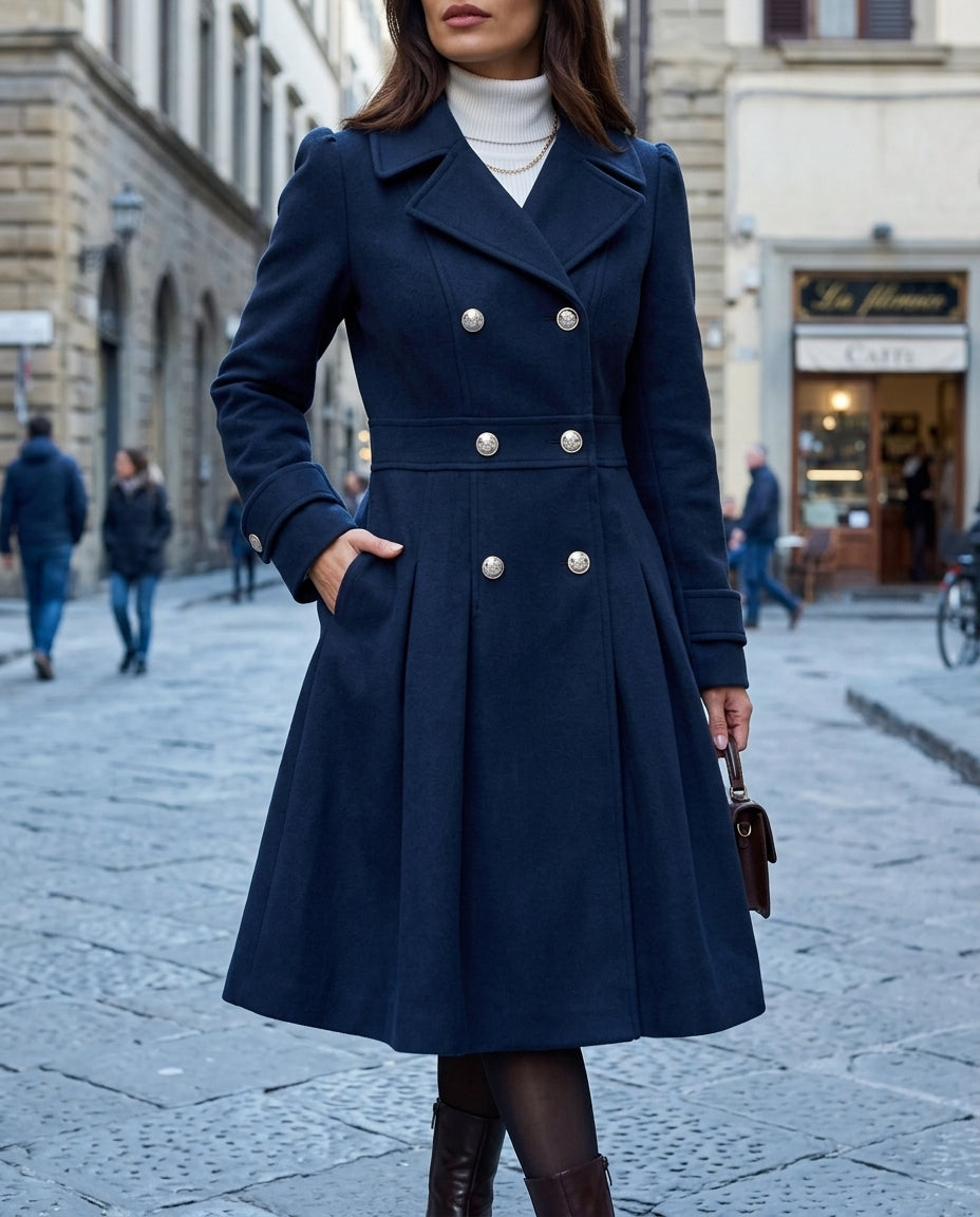 Layla Women's Wool Blend Pleated Longline Coat