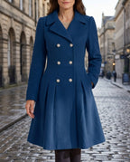 Layla Women's Wool Blend Pleated Longline Coat