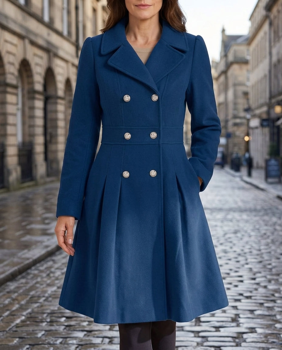 Layla Women's Wool Blend Pleated Longline Coat