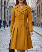 Layla Women's Wool Blend Pleated Longline Coat
