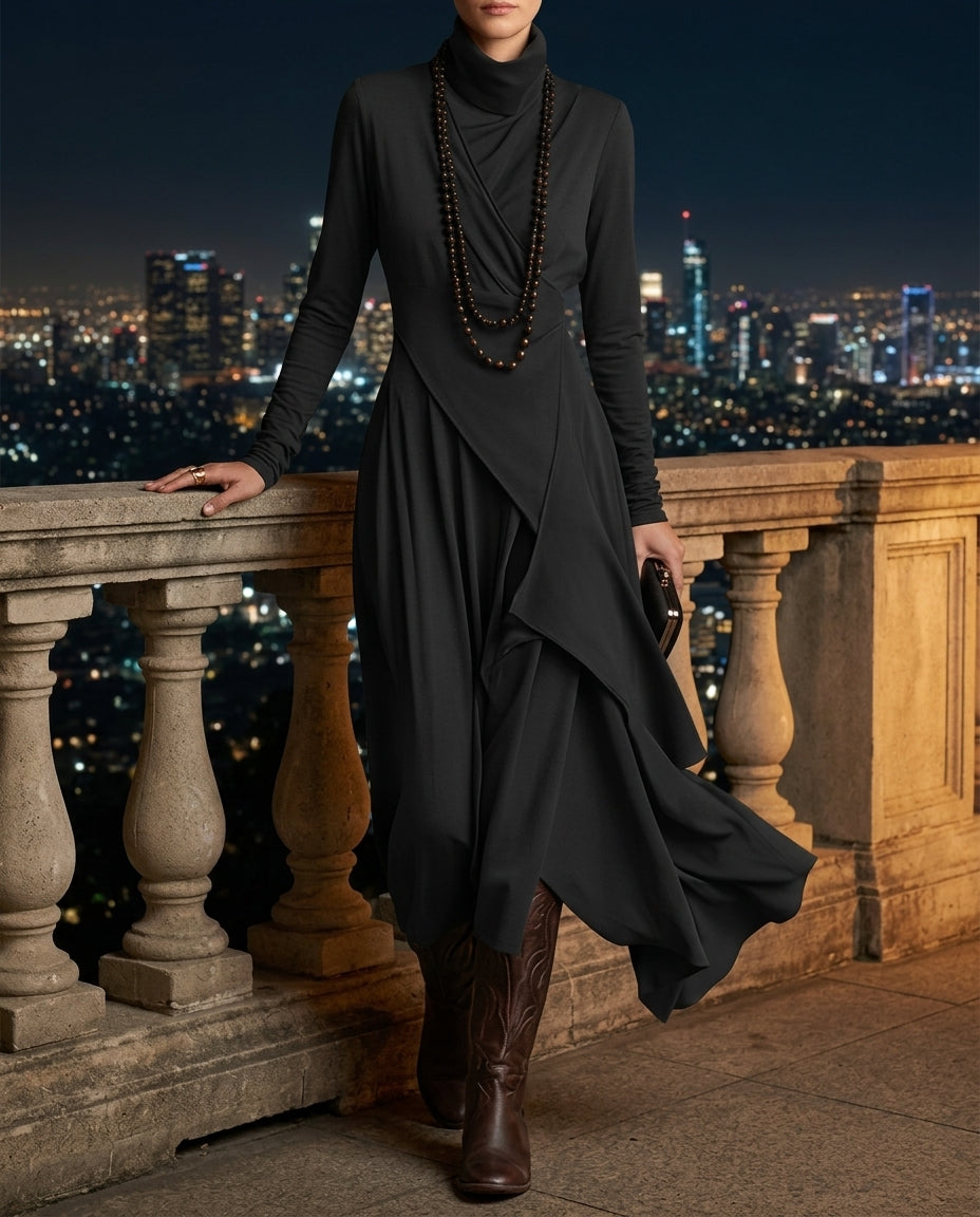 Keirae Women's Flowing High Neck Maxi Dress