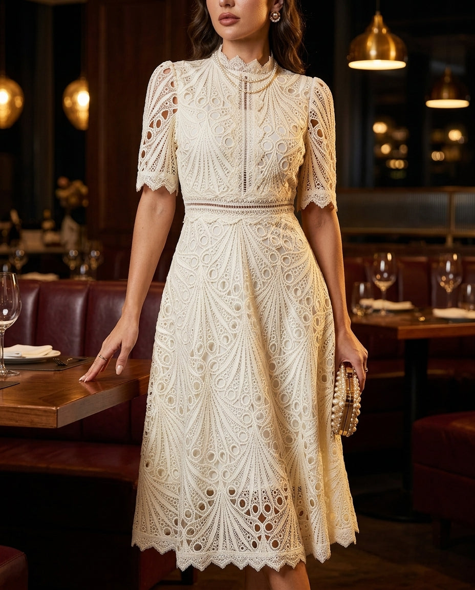 Seraphina Women's Lace Accent Midi Dress