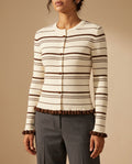 Perpetua Women's Striped Ruffle Hem Cardigan