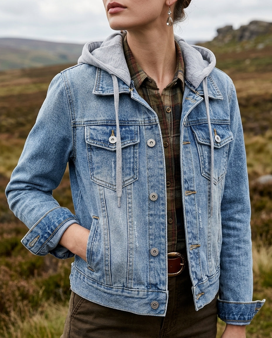 Ava Women's Hooded Denim Jacket