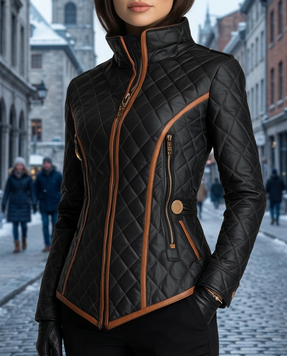 Toinette Women's Diamond Quilted Moto Jacket