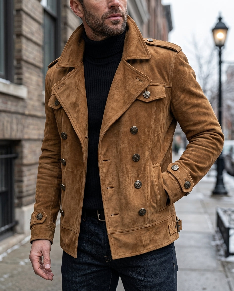 Douglas Men's Suede Double Breasted Coat