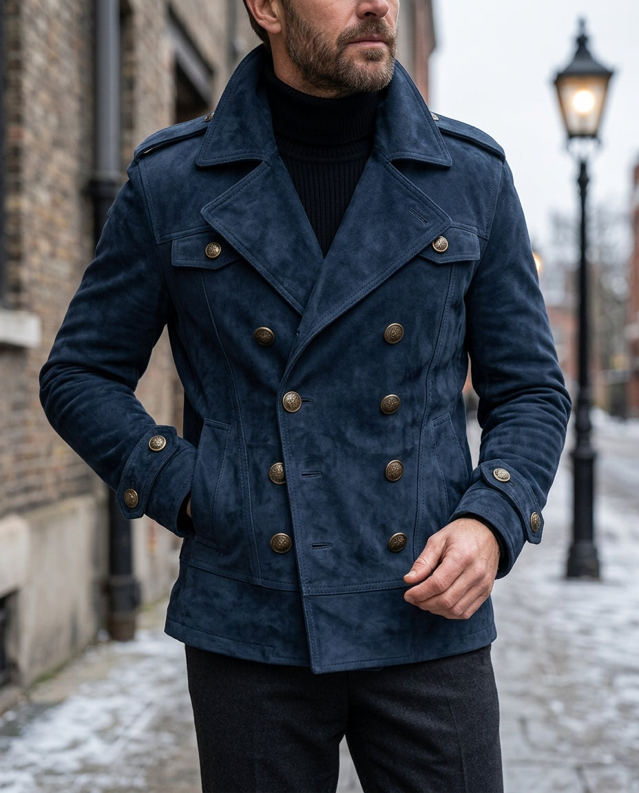 Douglas Men's Suede Double Breasted Coat