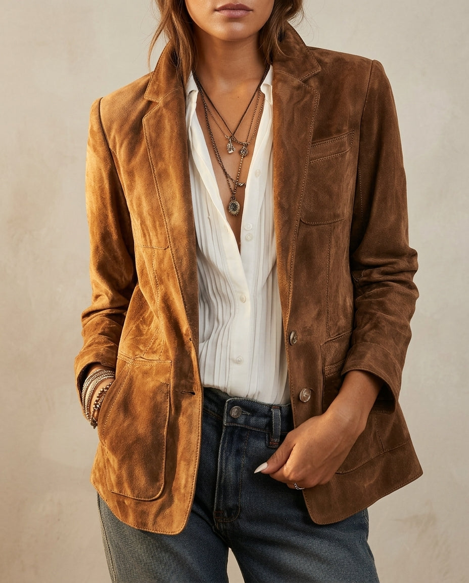Verona Women's Suede Notched Lapel Jacket
