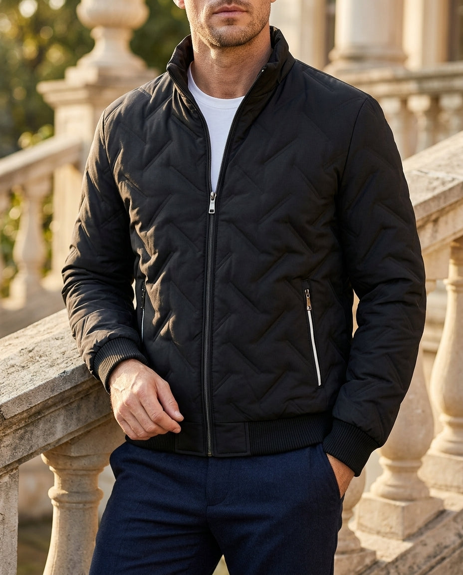 Tebaldo Men's Chevron Quilted Bomber