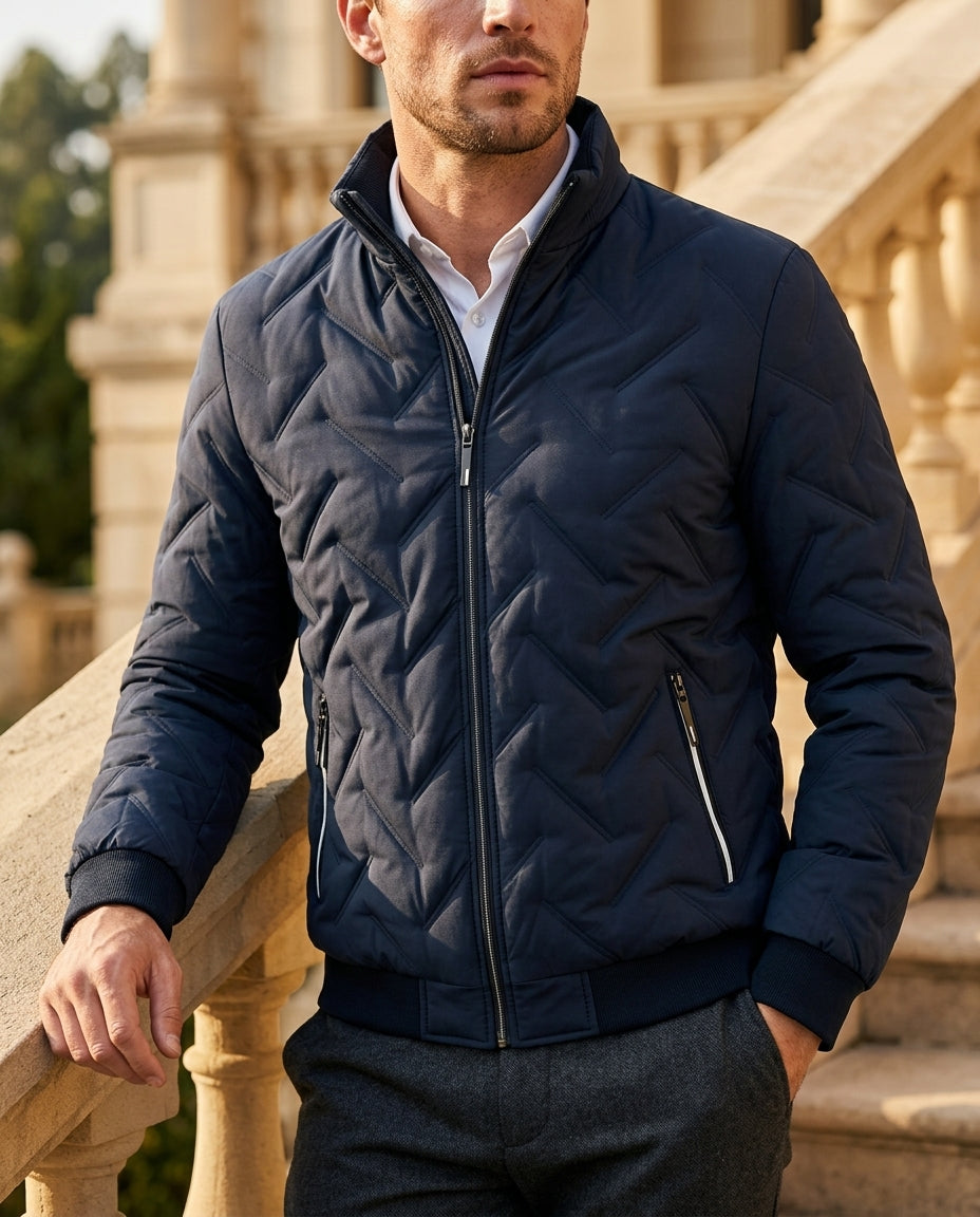 Tebaldo Men's Chevron Quilted Bomber
