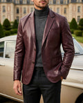 Halvorsen Men's Leather Slim Fit Blazer Jacket