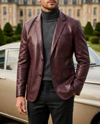 Halvorsen Men's Leather Slim Fit Blazer Jacket