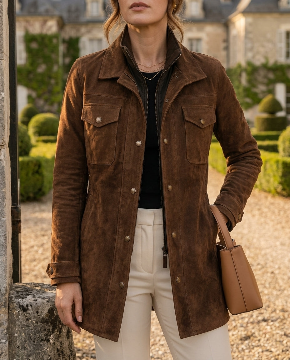 Nadia Women's Suede Longline Jacket