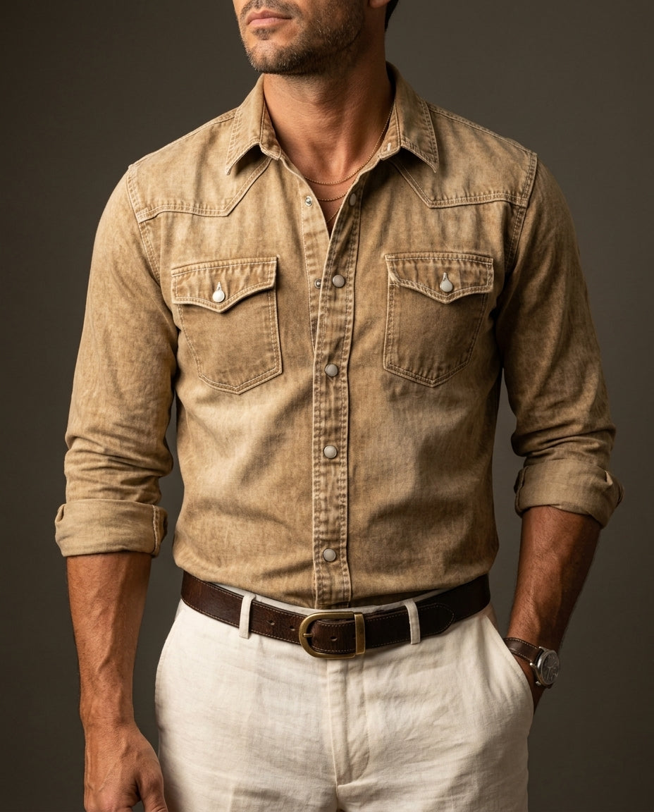 Evaristo Men's Washed Western Shirt