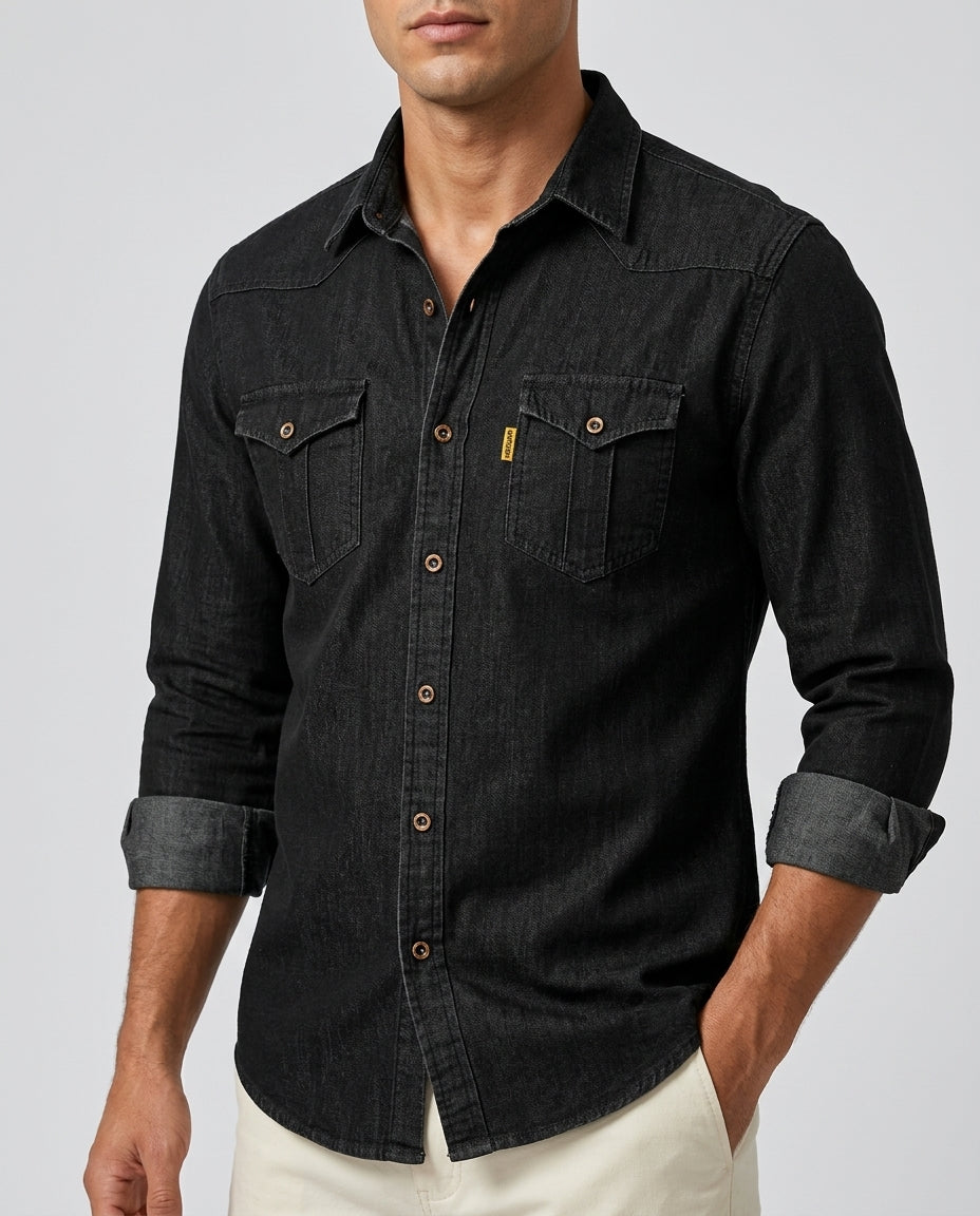 Kinsley Men's Slim Fit Cotton Denim Shirt