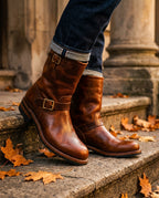 Sullivan Men's Distressed Leather Buckle Engineer Boots