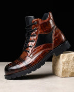 Chase Men's Croc Embossed Leather Boots