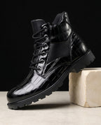 Chase Men's Croc Embossed Leather Boots