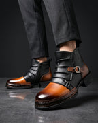 Ardent Men's Buckle Strap Leather Ankle Boots