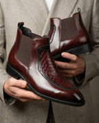 Harlow Men's Croc Embossed Leather Chelsea Boots
