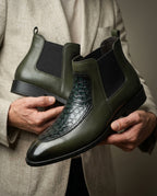 Harlow Men's Croc Embossed Leather Chelsea Boots