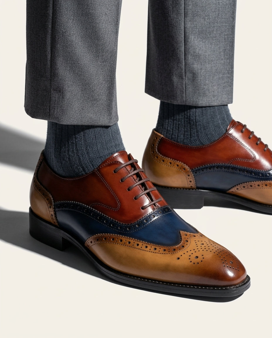 Varcio Men's Two-Tone Wingtip Brogue Oxfords