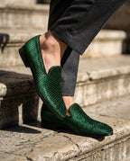 Milano Men's Woven Textured Velvet Loafers