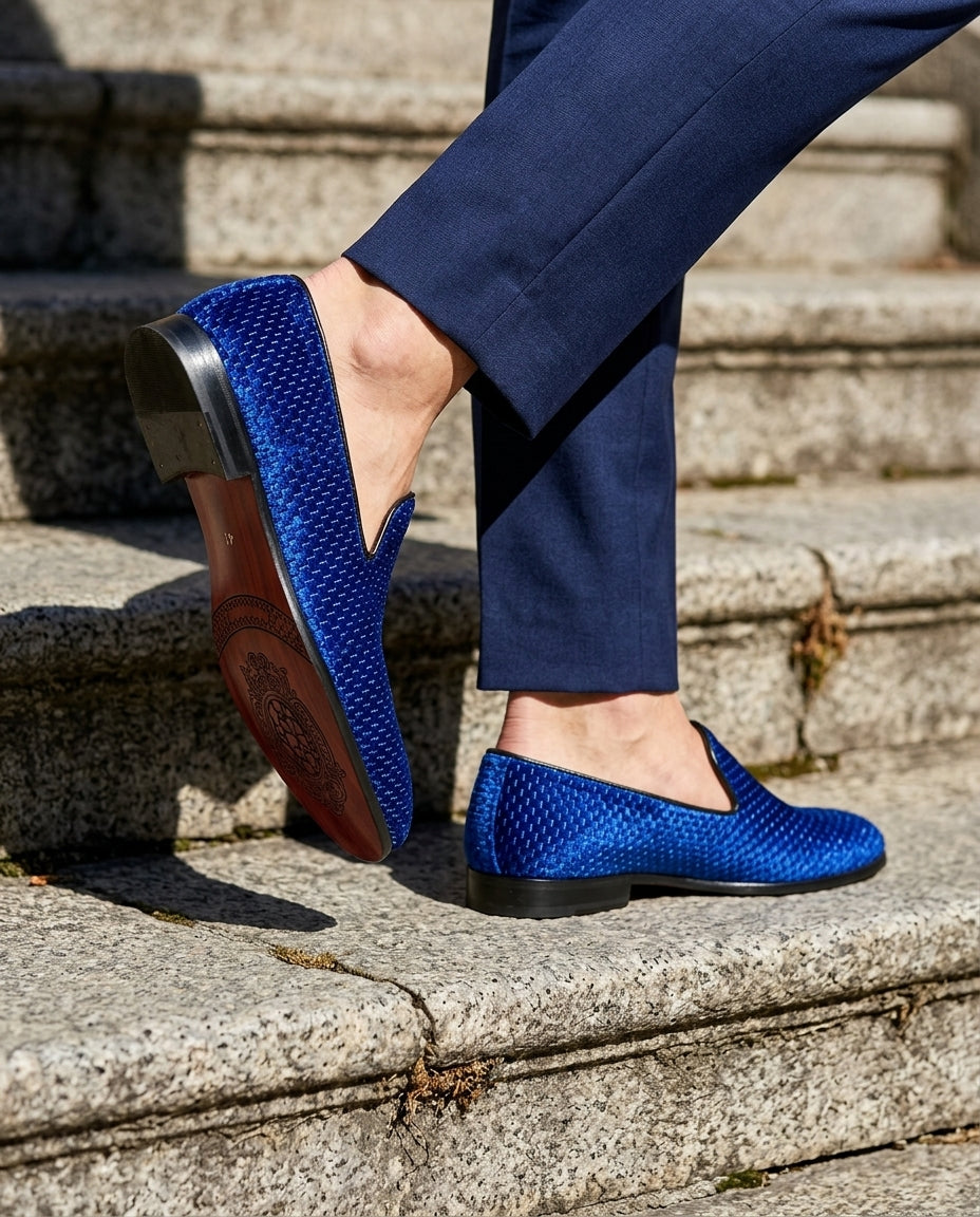 Milano Men's Woven Textured Velvet Loafers
