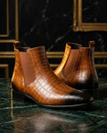 Amarillo Men's Croc Embossed Chelsea Boots
