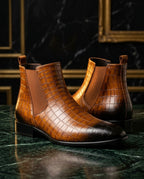 Amarillo Men's Croc Embossed Chelsea Boots